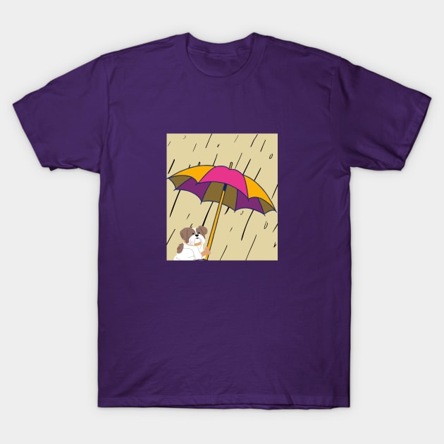 A dog in the rain T-Shirt by Designs and Dreams